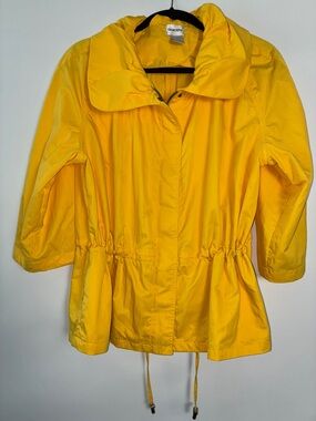Chico's Bright Yellow Drawstring Waist Lightweight Zip up  Coat